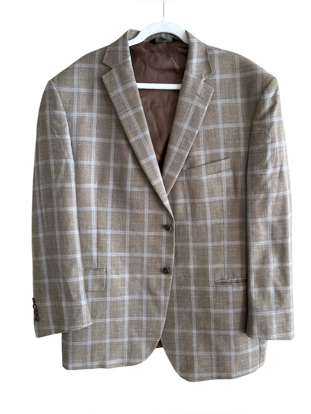 Jos A Bank  Granada Windowpane Plaid Blazer 2 Button Sport Coat Linen Silk Wool